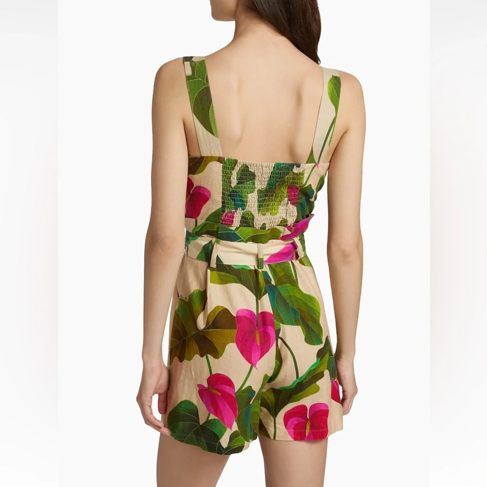FARM Rio Beige Romper with Green Leaf & Pink Floral Print - Picture 4 of 16